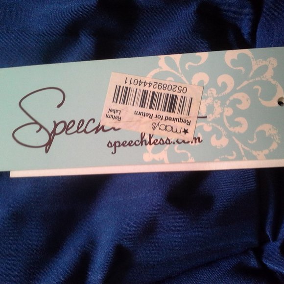 Junior's Blue Prom Dress - Rhinestone Buckle - Cutout Sides and Back - Picture 7 of 11